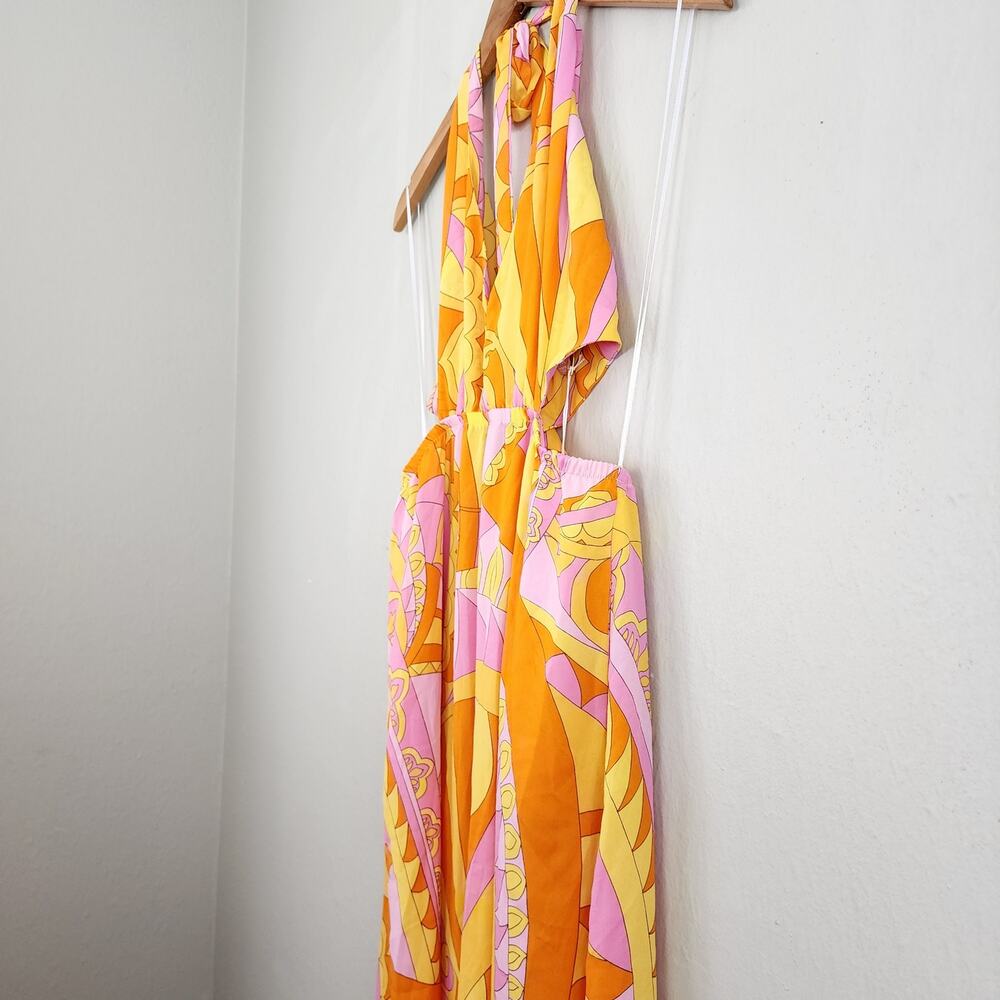 Show Me Your Mumu Marisol Maxi Dress Pink Orange Cutout Halter - M NWT Resort - Picture 8 of 15